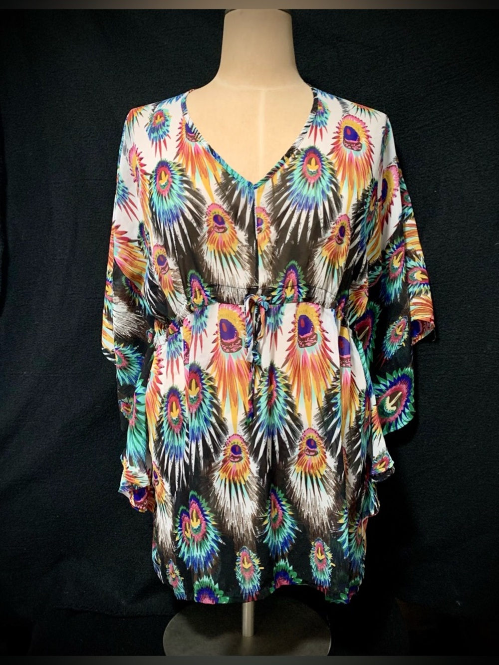 🦚Apt. 9 Women’s Sheer Feather Print Blouse – Size Large